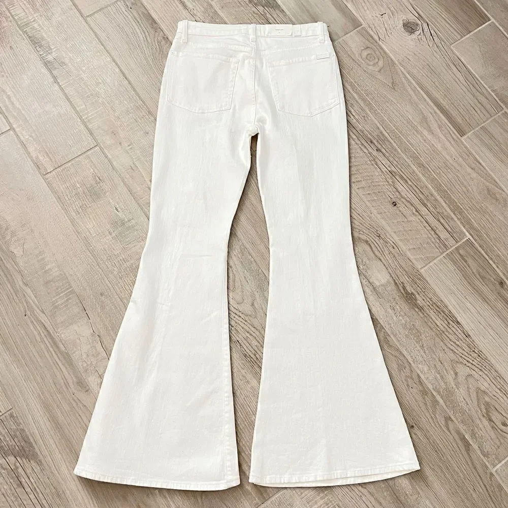 NWT 7 For All Mankind Mega Flare Jeans in Clean White Sz 30